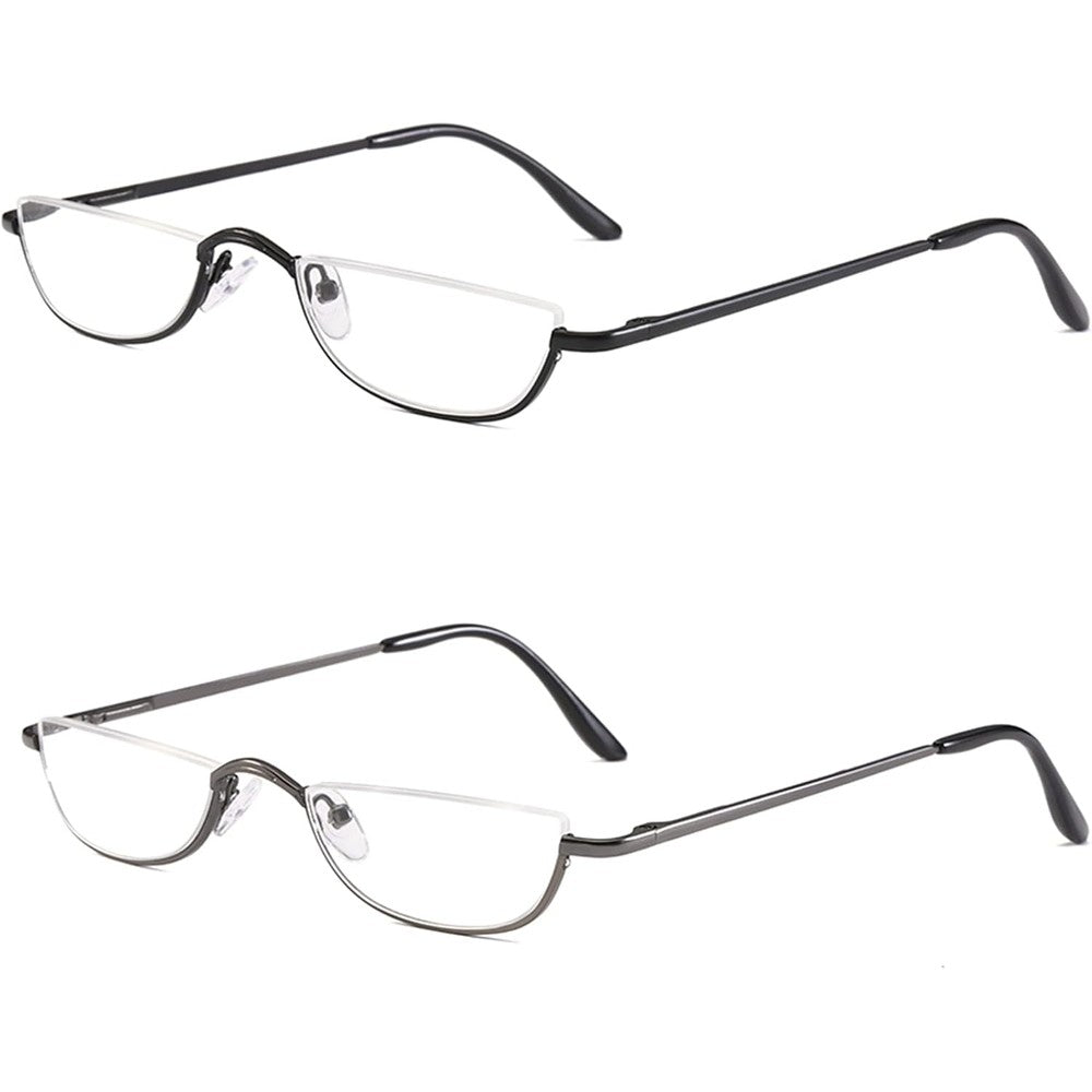 KoKoBin half reading glasses black and gunmetal front view