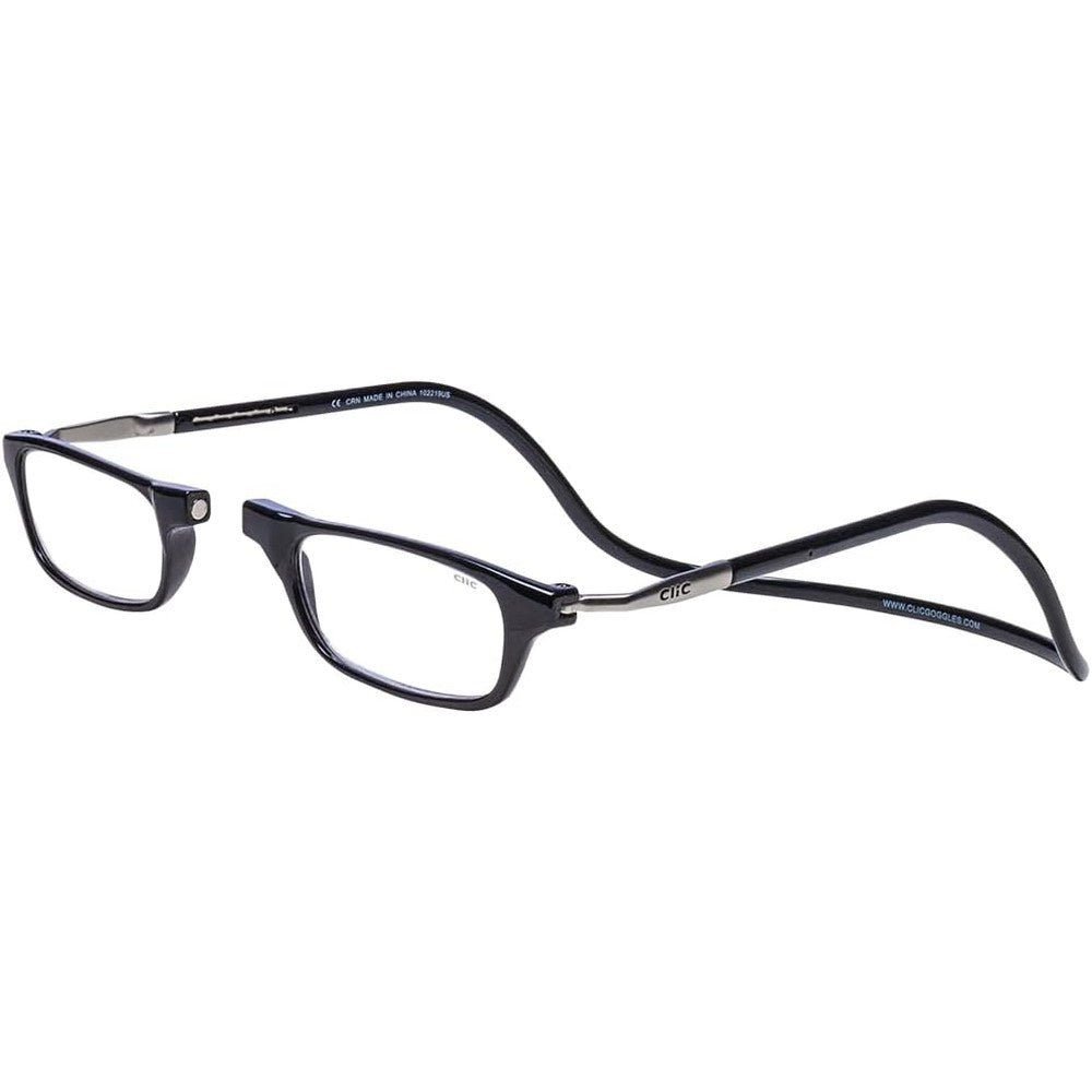 CliC Original Long magnetic reading glasses front view in black