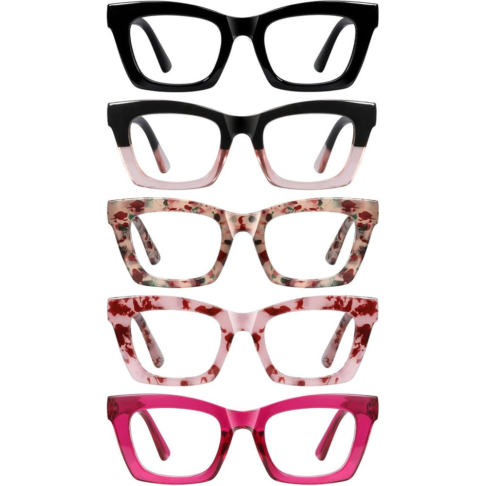 XXZQRYHN Oprah style blue light reading glasses front view