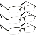 TruVision Readers 9509 gunmetal rectangular reading glasses front view