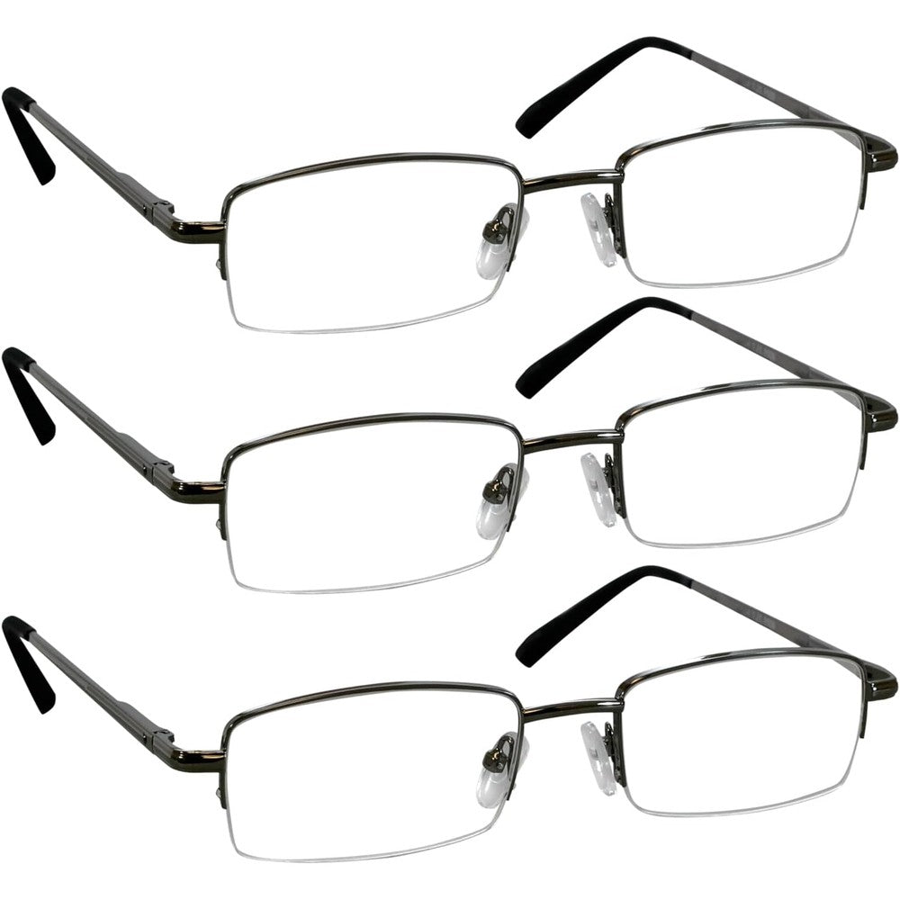 TruVision Readers 9509 gunmetal rectangular reading glasses front view