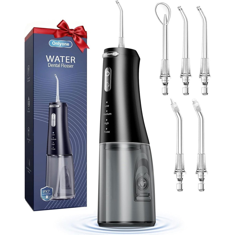 Onlyone Water Dental Flosser front view showing 300ml tank and power buttons.