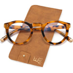 Easy Read retro round blue light glasses front view