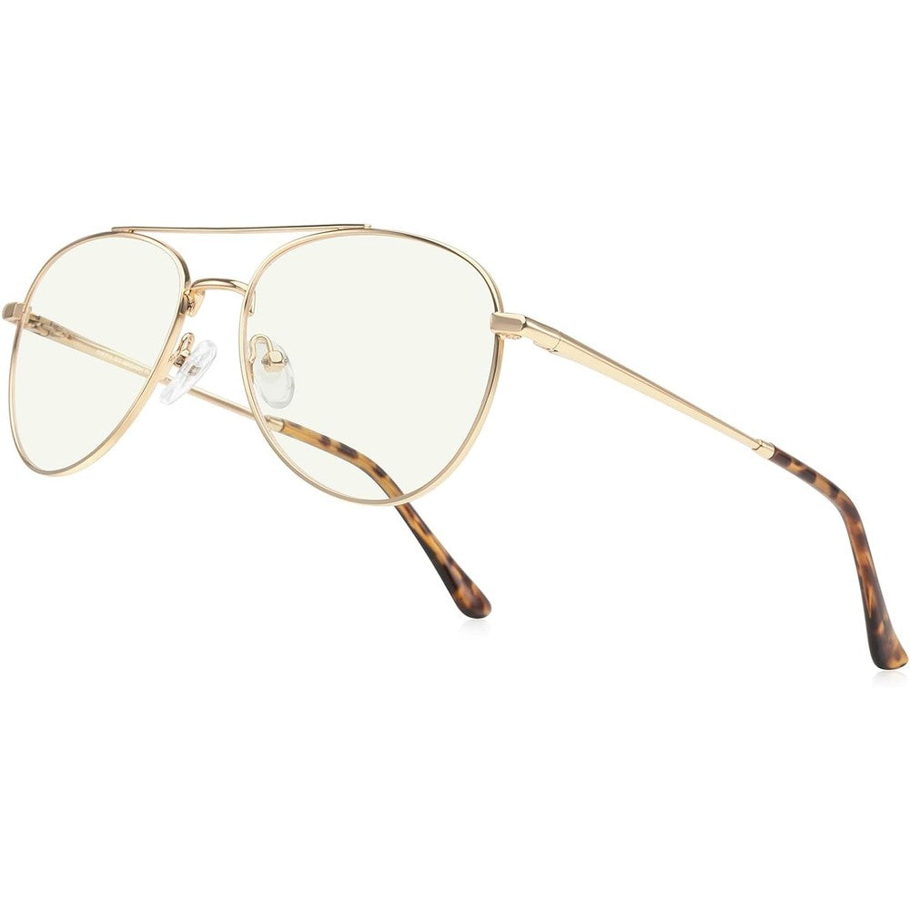 RB.Pilot aviator reading glasses front view with blue light lenses