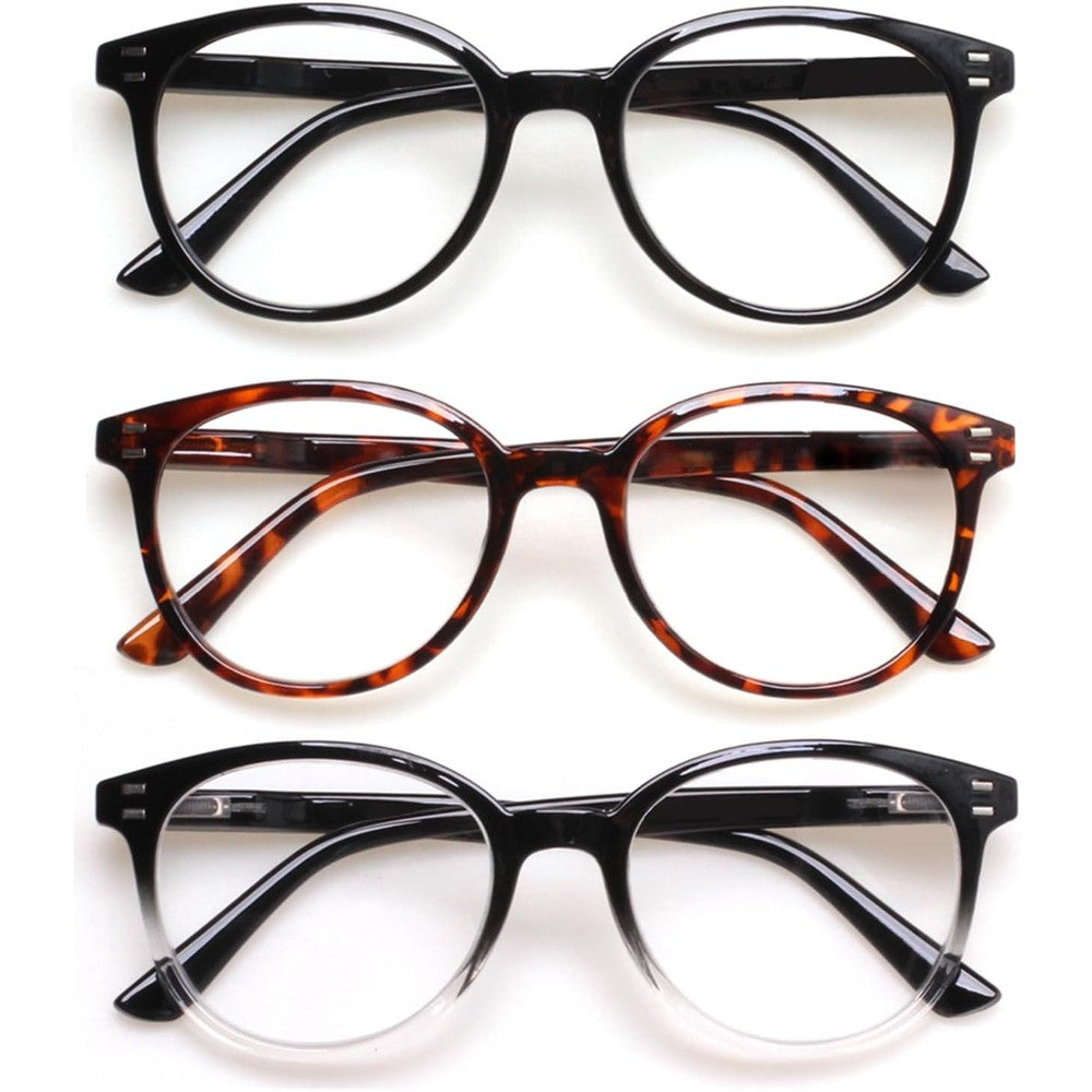 Sigvan 3 pack reading glasses featuring black and tortoise frames front view.
