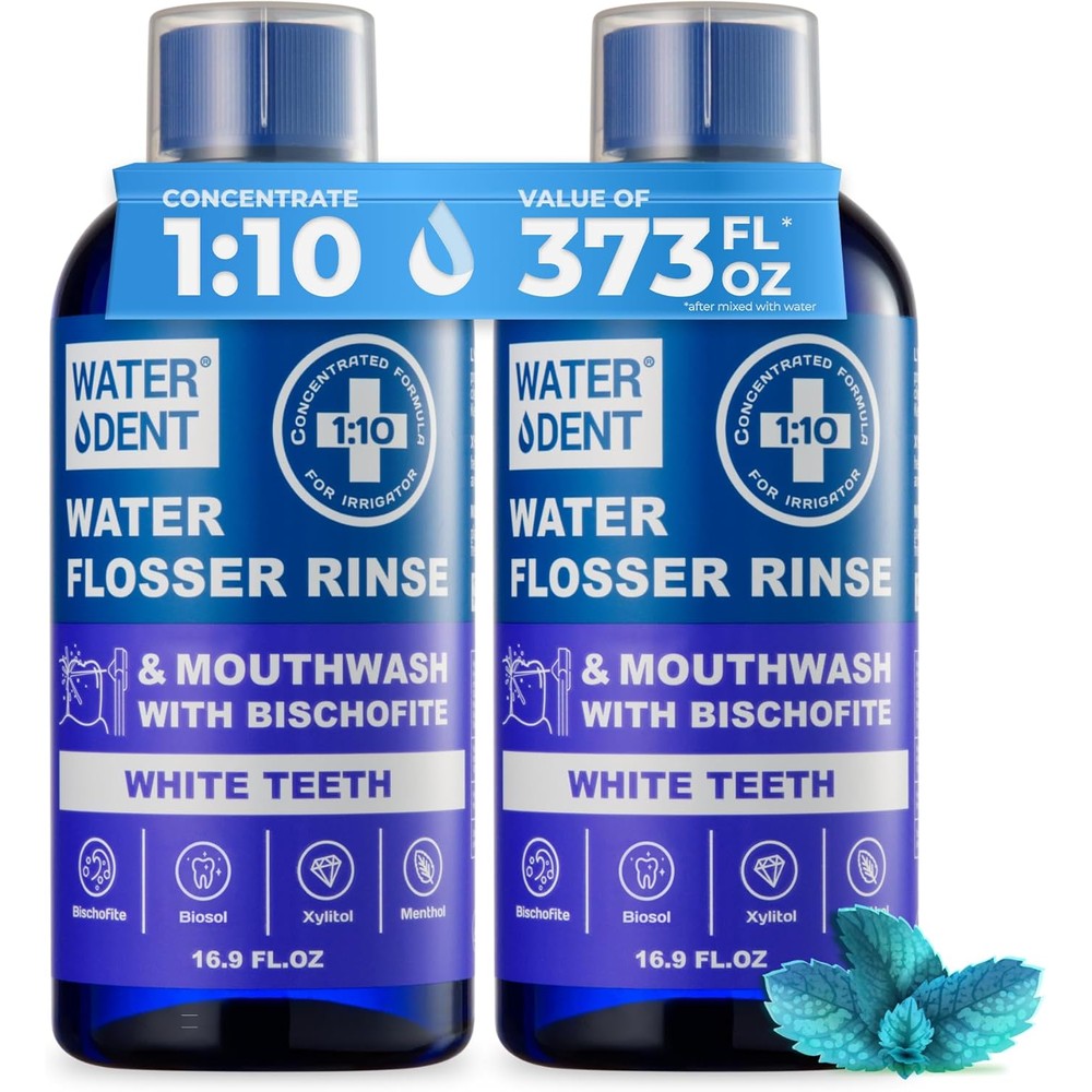 Water Dent concentrated water flosser rinse front view package bottles for advanced oral care