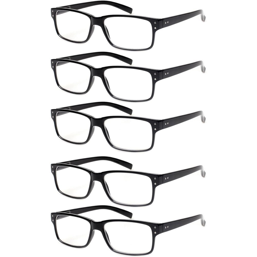 Norperwis reading glasses 5 pack black front view