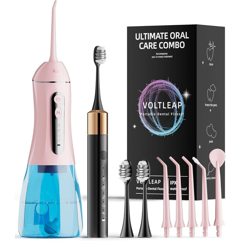Voltleap 2-in-1 sonic electric toothbrush and water flosser front view