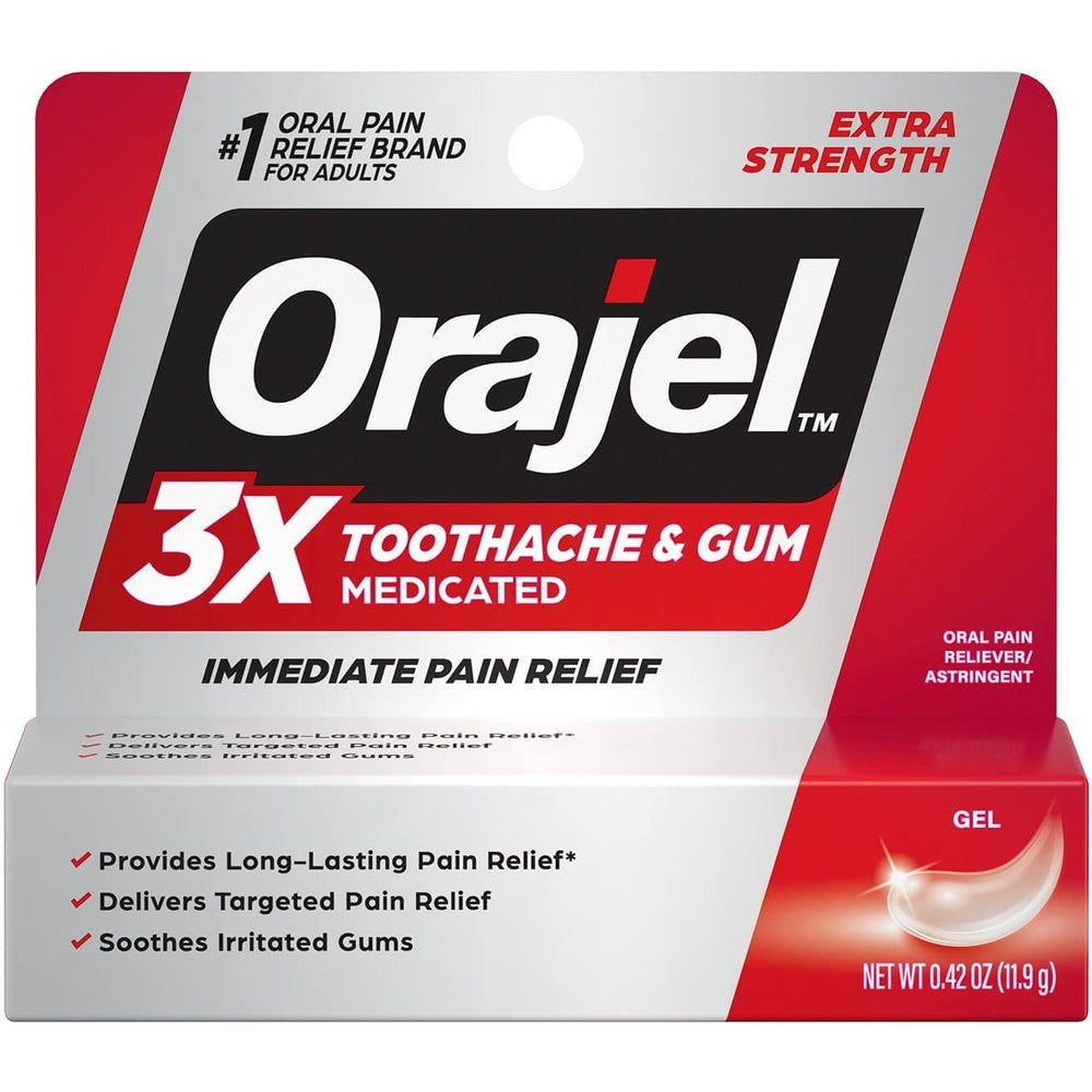 Orajel Severe Instant Pain Relief Gel 6 pack front view for toothache relief.