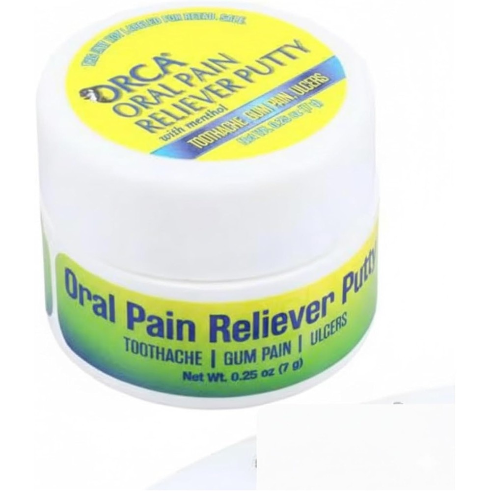 DDM International ORCA Oral Pain Relief Putty front view jar for toothache relief