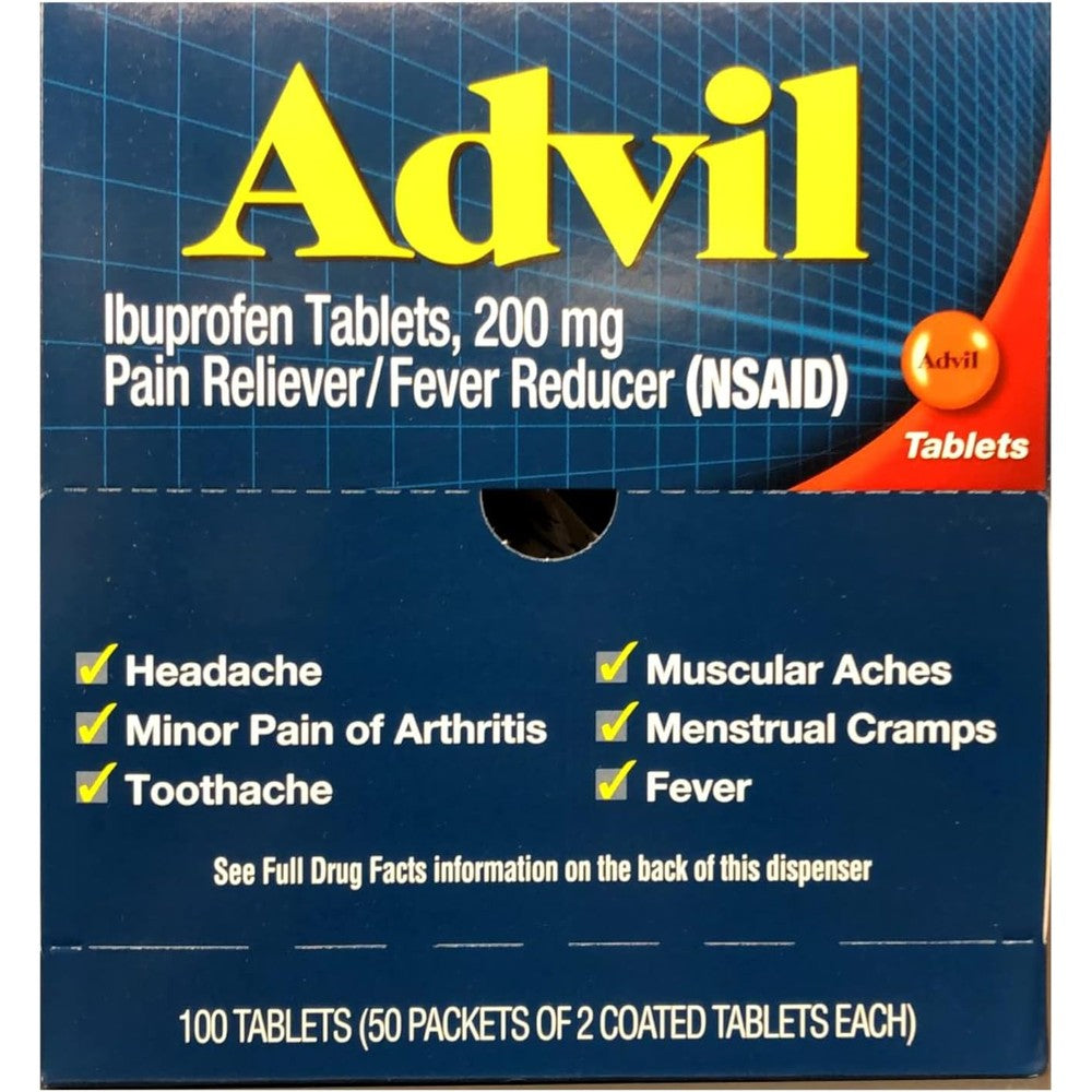 Advil Pain Reliever and Fever Reducer box front view for ibuprofen 200mg