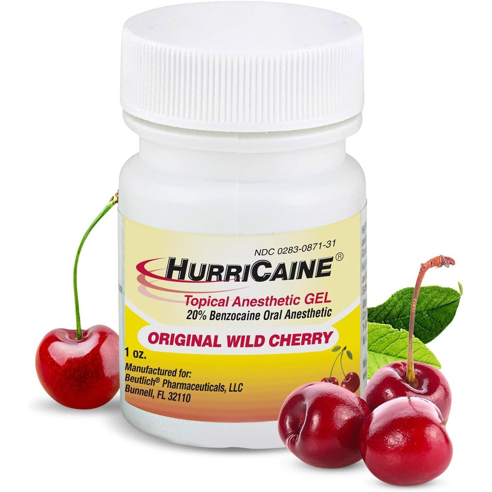 Beutlich HurriCaine Topical Anesthetic Gel front view for mouth pain relief.