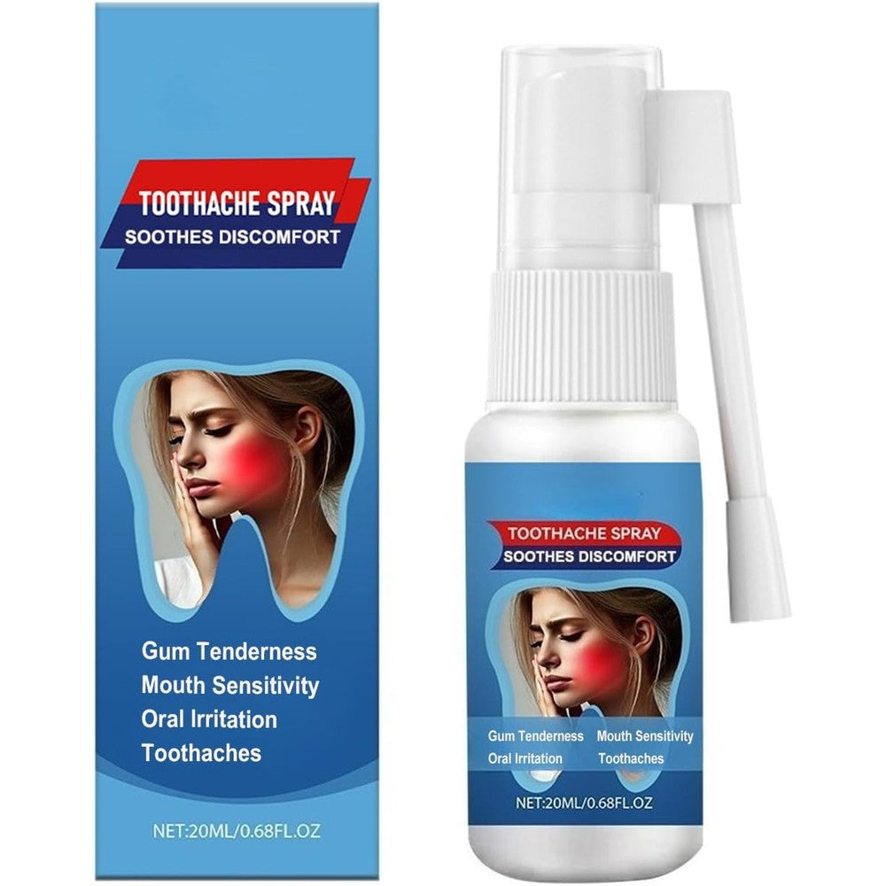 Befada Toothache Relief Spray front view of the box and bottle showing the 0.68 Fluid Ounce size.