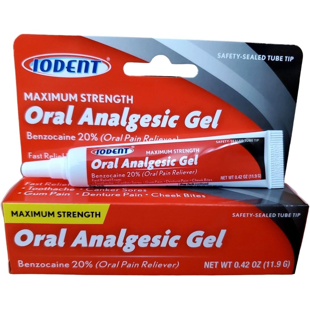 Iodent Maximum Strength Oral Analgesic Gel front view for toothache relief