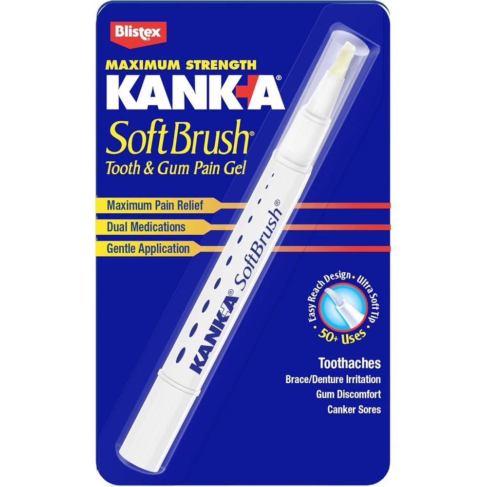 Kank-A Soft Brush Tooth and Mouth Pain Gel front view professional strength oral anesthetic