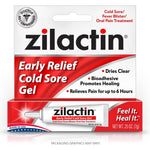 Zilactin Early Relief Cold Sore Treatment medicated gel front packaging view