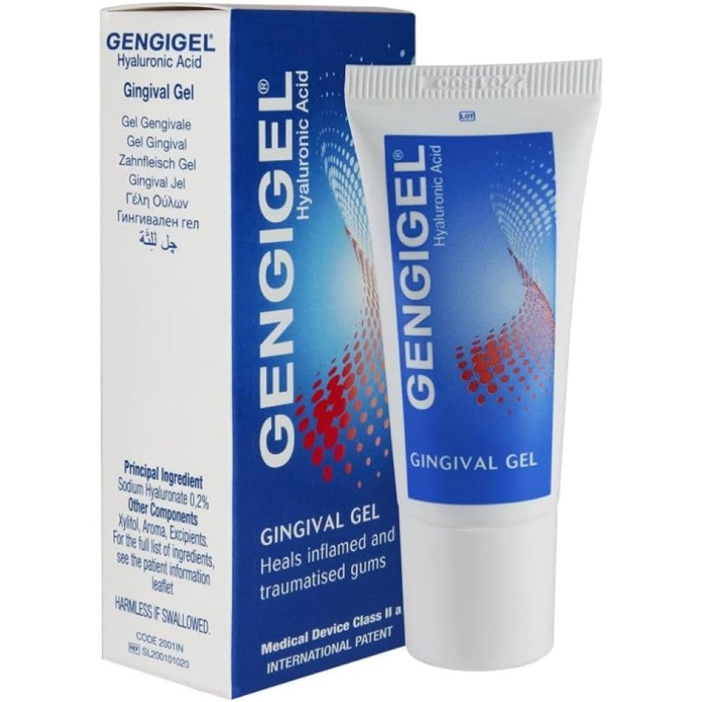 Gengigel Hyaluronic Acid Oral Gel 20ml front view for mouth ulcer treatment.