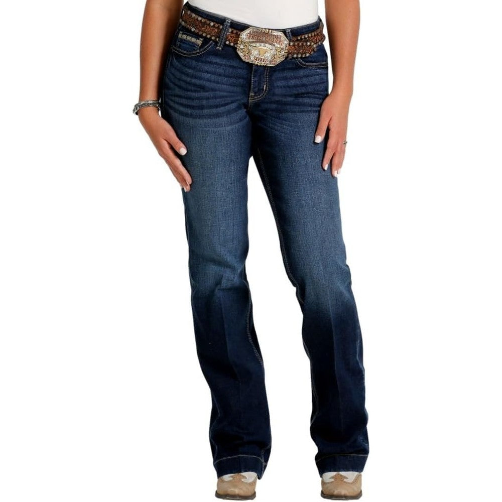 Cruel Girl Hayley Trouser Jeans front view dark wash denim.