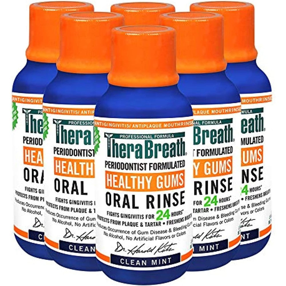 TheraBreath Healthy Gums Periodontist Formulated Oral Rinse front view 6 pack
