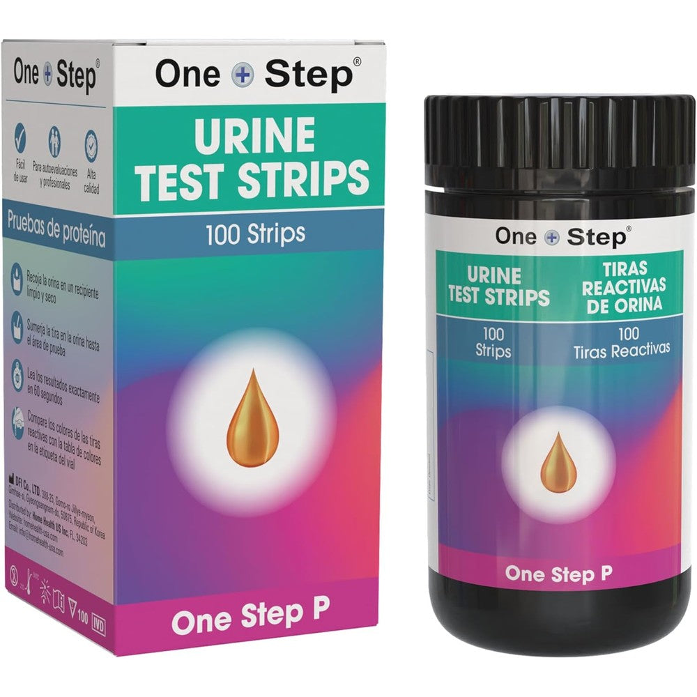 One Step Protein Urine Testing Kit, 100 Urine Test Strips, Quick, Accurate Results, 60 Seconds, Home Urinalysis Test Strips, Proteinuria Check, Monitor UTI, Kidney Health, Liver & More