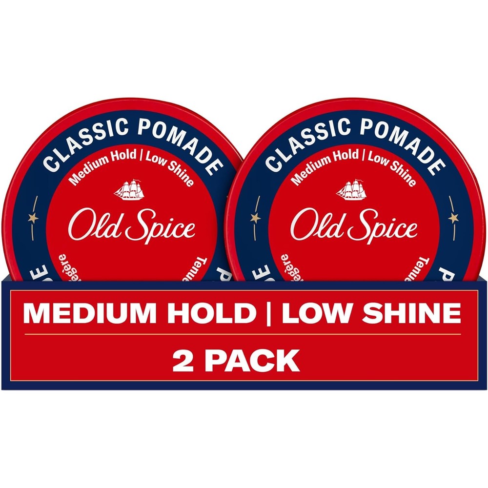 Old Spice Classic Hair Pomade twin pack front view styling gel for men