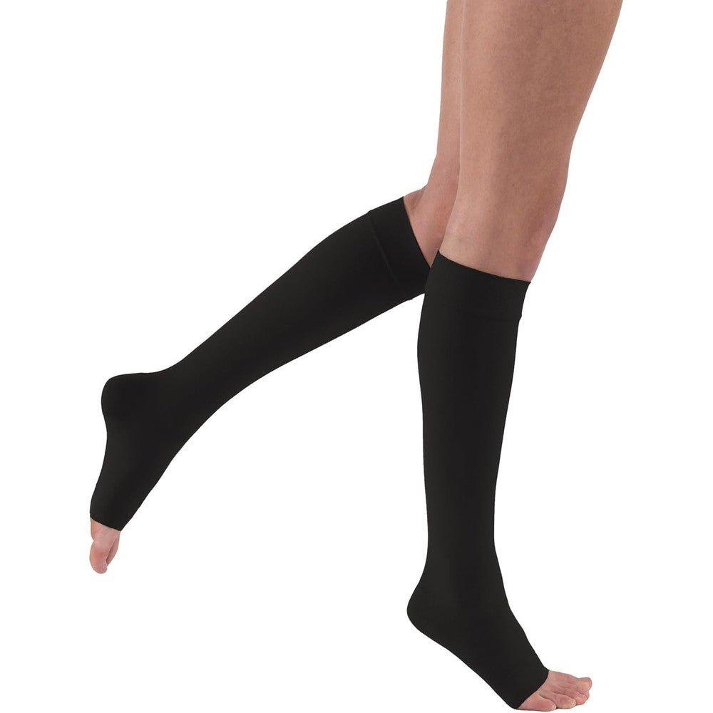 JOBST Relief Knee High Graduated Compression Socks 20-30mmHg - Comfortable Unisex Design - Open Toe, Black, Medium
