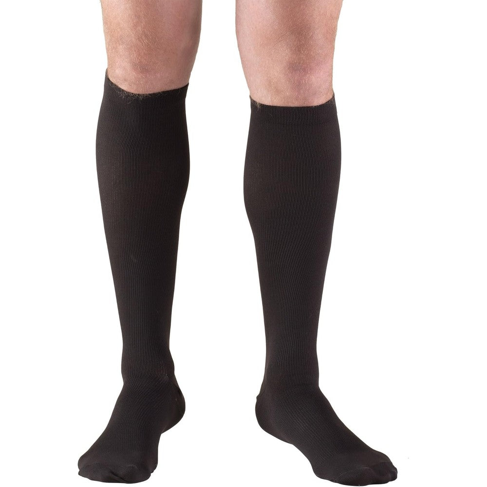 Truform Compression Socks, 15-20 mmHg, Men's Dress Socks, Knee High Over Calf Length, Black, Large