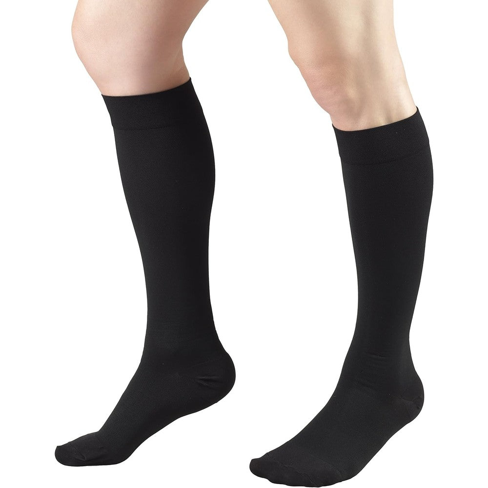 Truform Short Length 20-30 mmHg Compression Stockings for Men and Women, Reduced Length, Closed Toe, Black, X-Large
