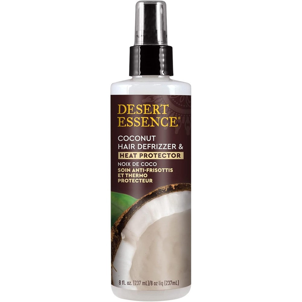 Desert Essence Coconut Hair Defrizzer and Heat Protector bottle front view
