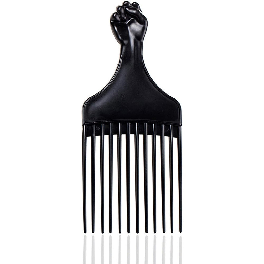 Soft 'N Style black afro hair pick front view showing the iconic fist handle design.