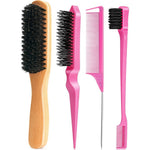 Goiple 4-piece boar bristle hair brush set front view