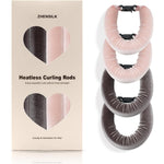 ZHENSILK heatless hair curler set front view showcasing four velvet overnight blowout rods.