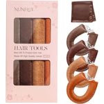 Nunflue heatless hair curlers set showing four velvet rods and silk scarf front view overnight styling tool