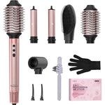 Brightup 5 in 1 Air Styler front view of pink styling wand with five attachments