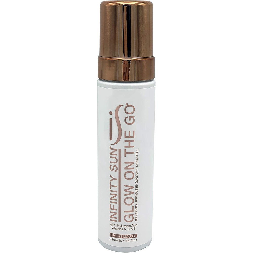 Infinity Sun Glow On The Go Self Tanner Bronze Mousse bottle front view