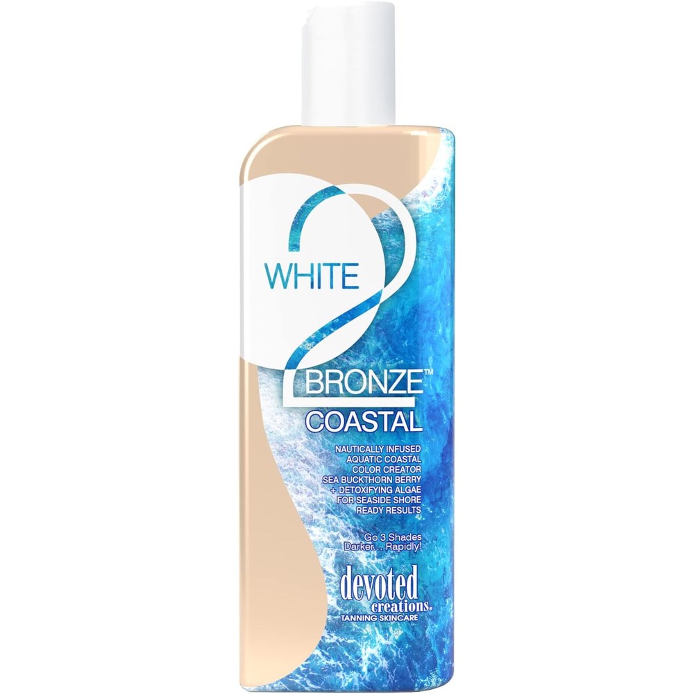 Devoted Creations White 2 Bronze Coastal front view bottle indoor tanning accelerator