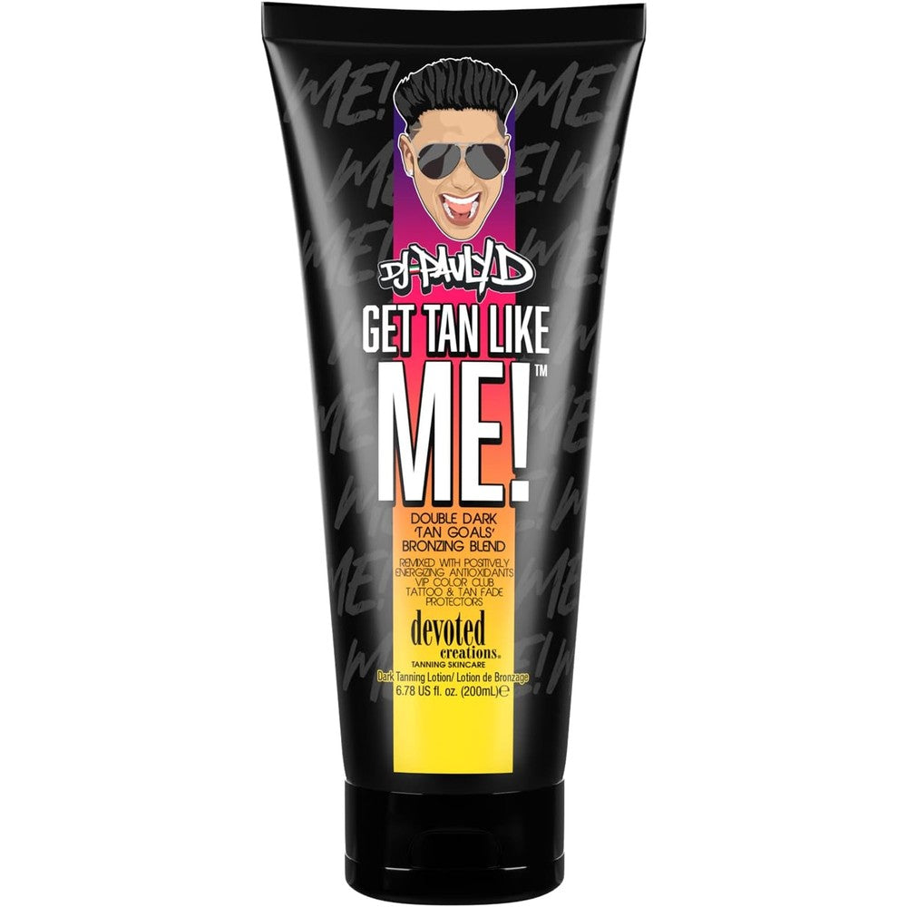 Devoted Creations DJ Pauly D Get Tan Like Me bottle front view