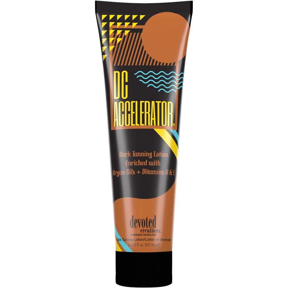 Devoted Creations DC Accelerator dark tanning lotion front view tube