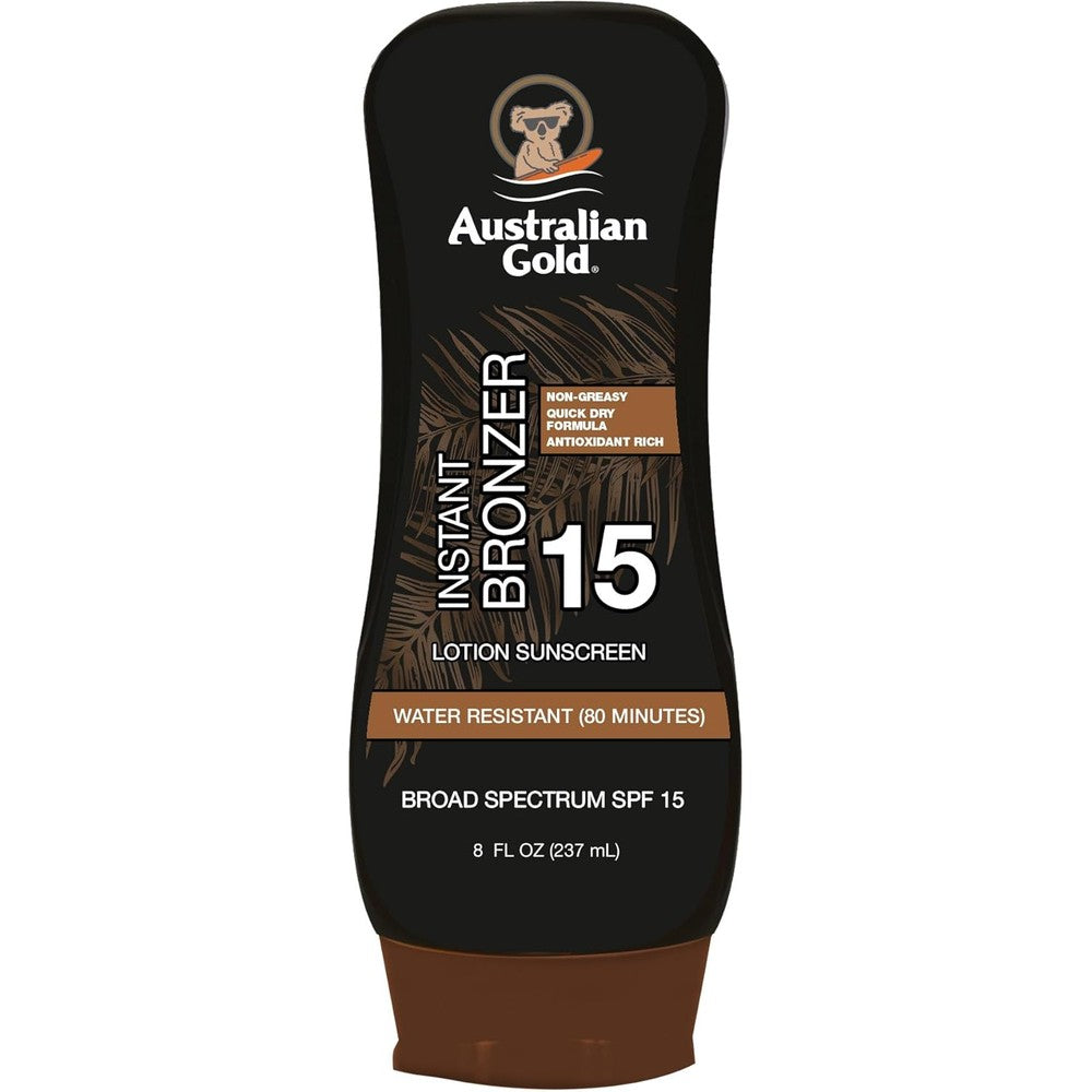 Australian Gold Sunscreen Lotion with Instant Bronzer front bottle shot