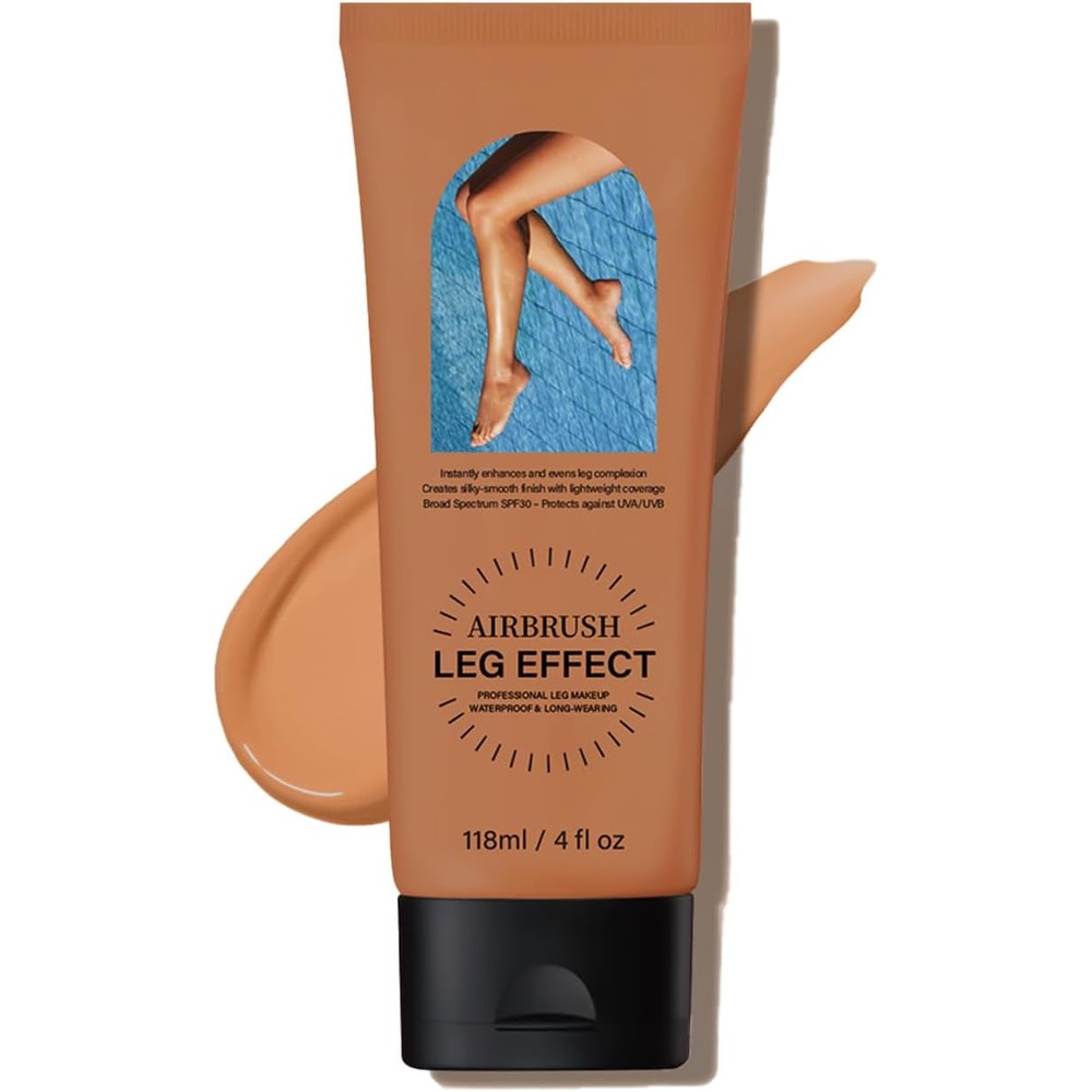 Generic waterproof leg makeup bronze front view bottle