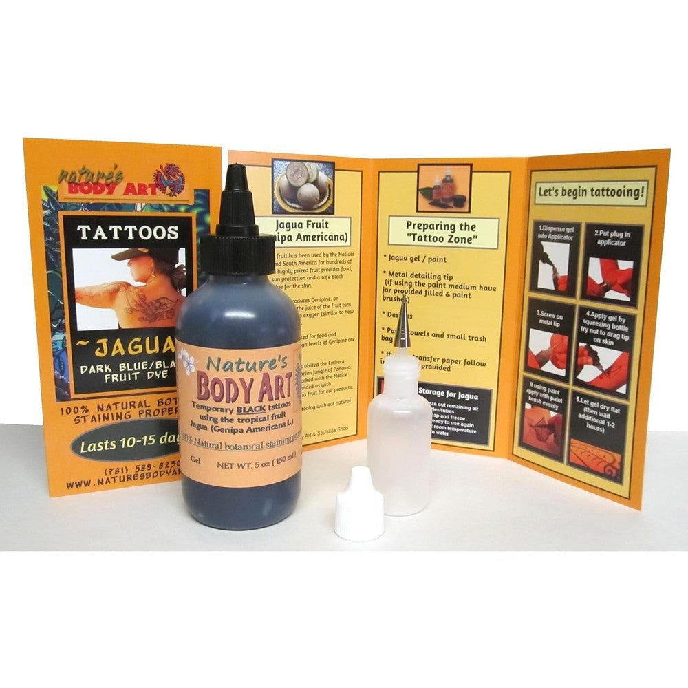 Nature's Body Art Jagua Fruit Gel front view five ounce bottle for temporary tattoos