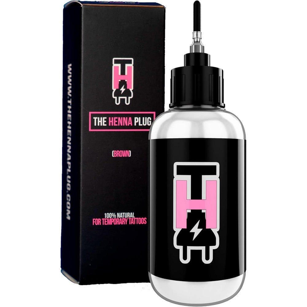 The Henna Plug H Paste Colored Bottle front view for temporary tattoo creation