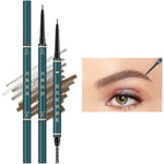 BECHY Waterproof Professional Makeup Micro Brow Pencil Kit front view with three dark brown pencils and grooming accessories.