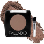 Palladio Brow Powder Soft Brown front view product compact with applicator brush.