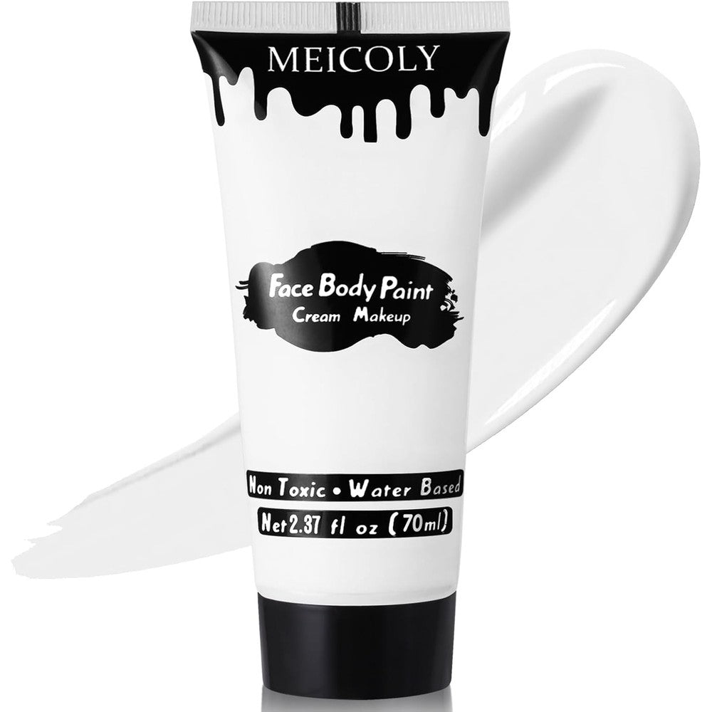 MEICOLY White Cream Face Body Paint front view of the packaging tube.