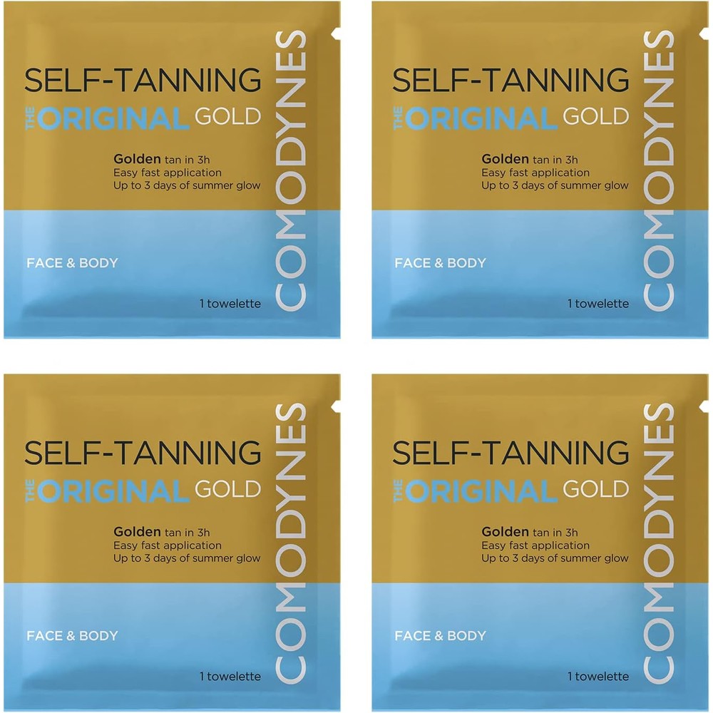 Comodynes Self Tanning Towelettes Gold front packaging view