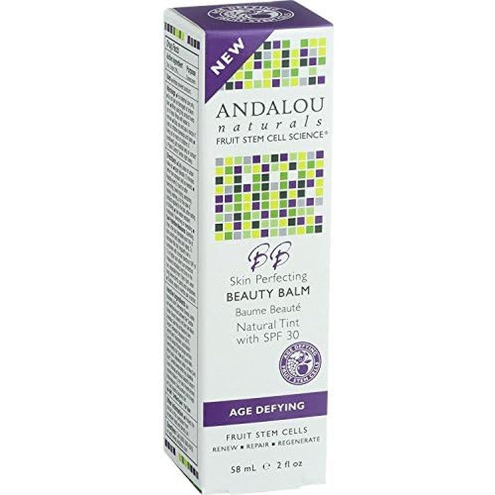 Andalou Naturals Age Defying Perfecting BB Beauty Balm Natural Tint SPF 30 front view tinted mineral sunscreen moisturizer