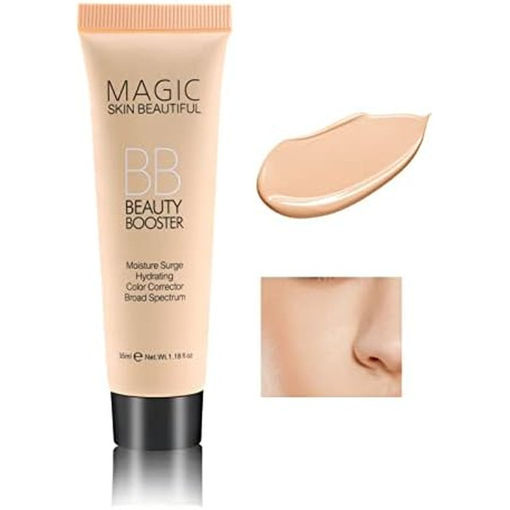 Boobeen Hydrating BB Cream tube showing full coverage foundation and concealer benefits