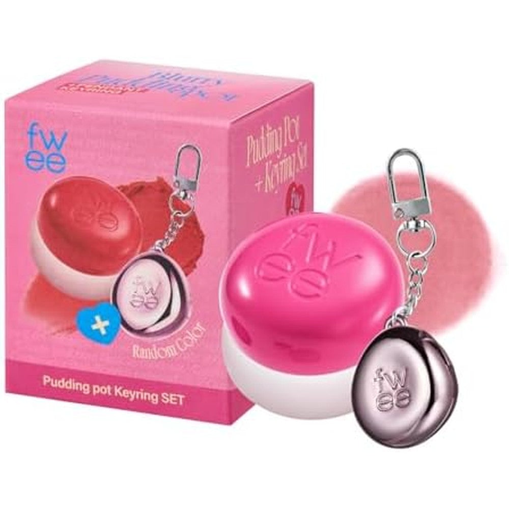 Fwee Blurry Pudding Pot and Keychain Set front view showing the Ambitious shade pot and matching keyring container.