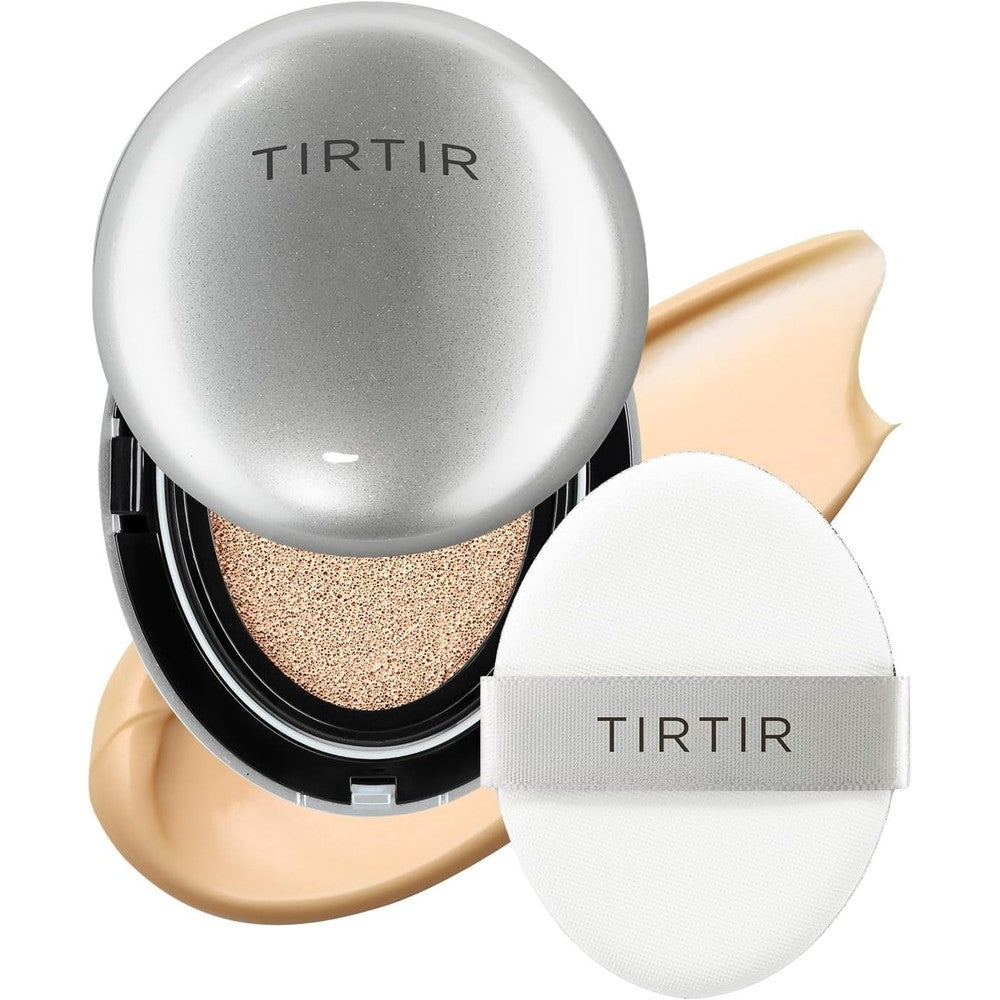 TIRTIR Mask Fit Aura Silver Cushion Foundation 23N Sand front view of compact case